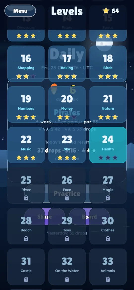 Wordberg screenshot: 999 levels